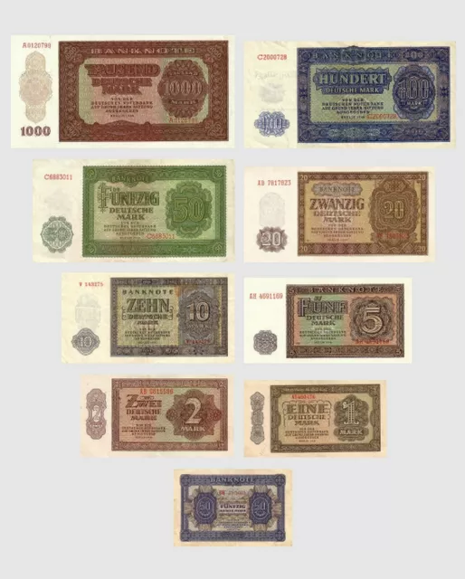 2x 0,50 - 1000 DDR Mark Deutsche Notenbank 1948 - 18 Banknoten - Reproduktion 2