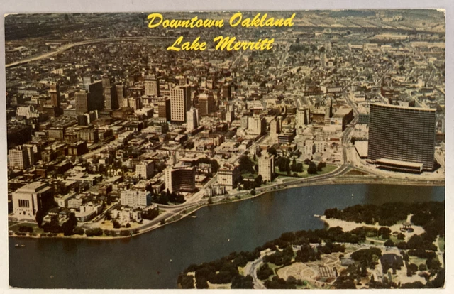 Aerial View of Downtown Oakland Lake Merritt Park California CA Vintage Postcard