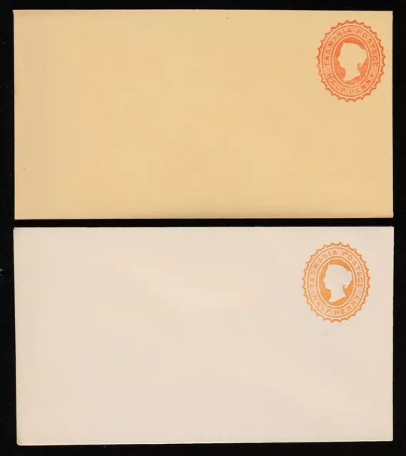 TASMANIA Envelope-PTPO 1890s QV ½d orange on cream (3)+1d red on cream.