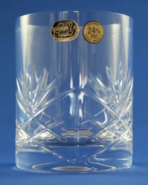 BOHEMIA CRYSTAL - HERITAGE DESIGN LARGE WHISKY GLASS 24% LEAD CRYSTAL  9.8cm