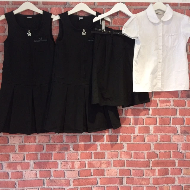 Girls 6-7 Years School Uniform Bundle Black Pinafore Dress Shorts Shirt Next TU