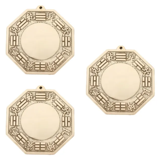 3 Pieces Brass Gossip Mirror Chinese Feng Shui Concave Bagua