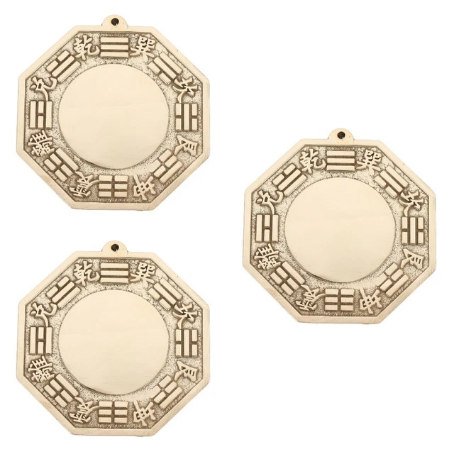 3 Pieces Brass Gossip Mirror Chinese Feng Shui Concave Bagua