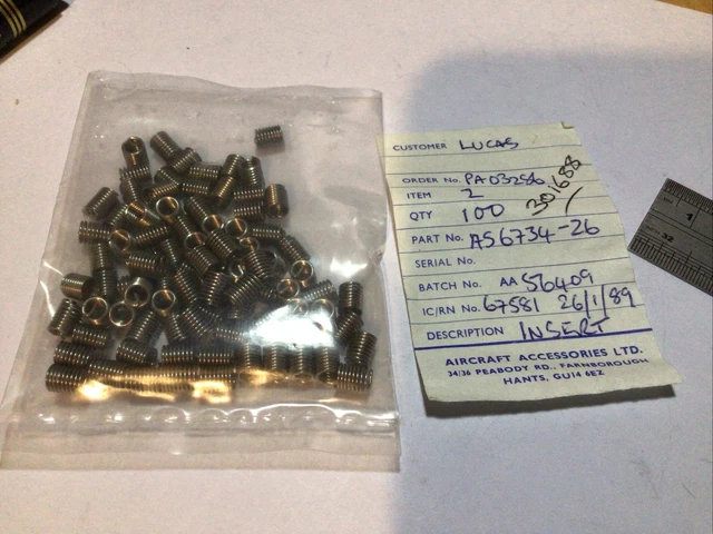 NOS 8-32 UNC x 2D Stainless Wire Insert AS6734-26 qty 88 (J/6) Helicoil NOS 8-32 UNC x 2D Stainless Wire Insert AS6734-26 qty 88 (J/6) Helicoil
