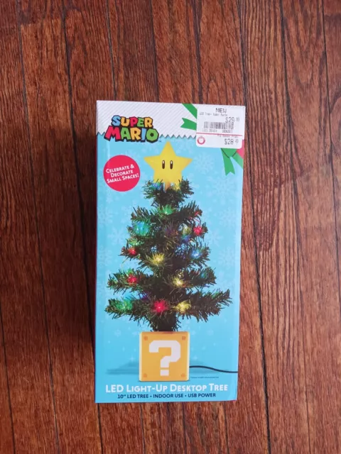 New Super Mario Bros Star LED Light Up 10 in Desktop Christmas Tree Nintendo