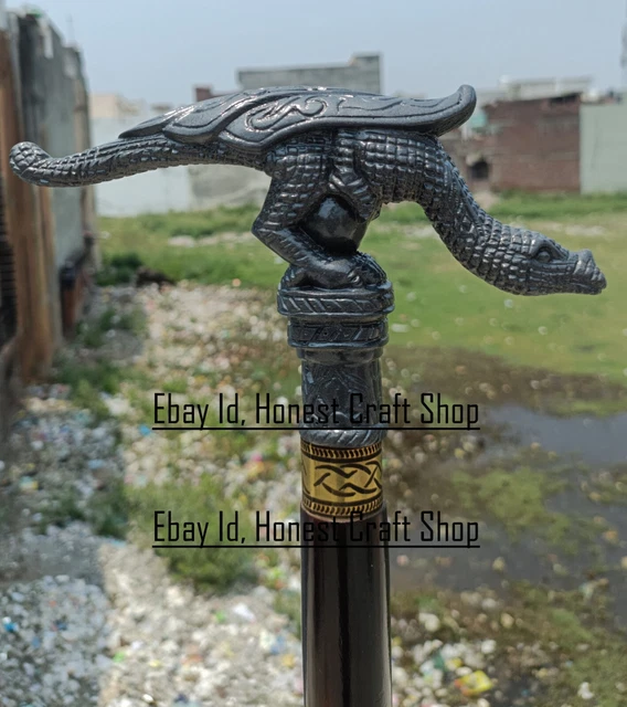 Hand Carved Dragon Handle Wooden Walking Cane Handmade Solid Walking Stick GIFT