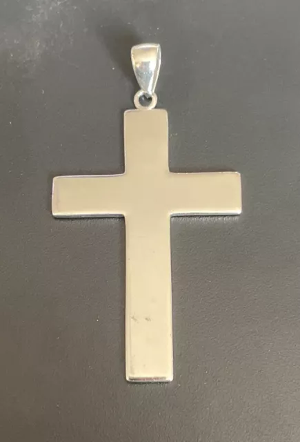 Sterling Silver Large Plain Cross Pendant 925