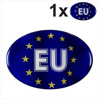 1x EU Union Flag euro stars BLUE OVAL CAR 3D Domed STICKER Resin Decal Badge