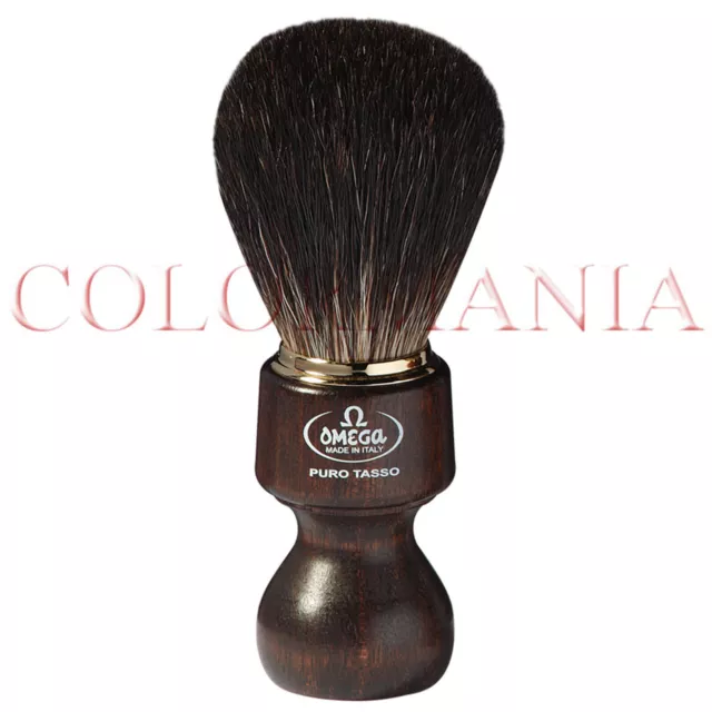 Omega Pennello Da Barba In Tasso Nero Manico In Legno Professionale Salone