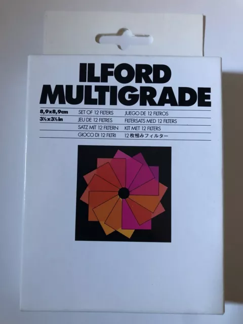 Ilford Multigrade Enlarger Filters - set of 12. 3.5 inch x 3.5 inch - Brand New