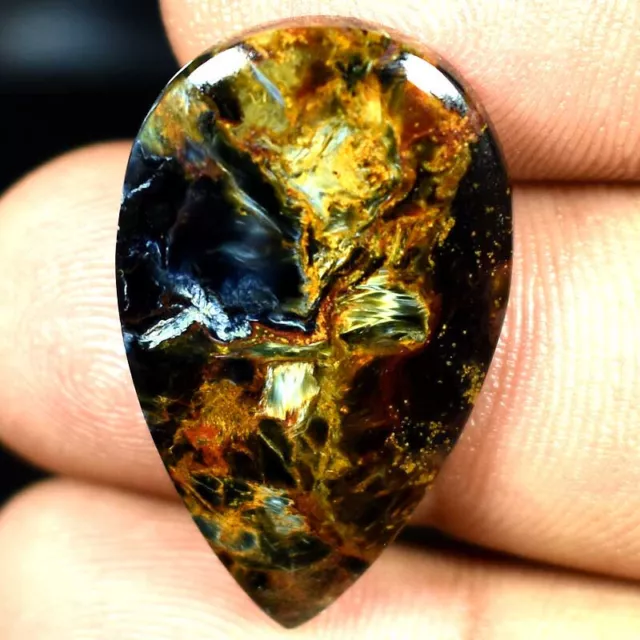 Golden Pietersite Pear Cabochon 100% Natural Loose Gemstones 19.60Cts. Fine