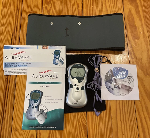 Sistema de alivio del dolor AuraWave máquina perfecta T.E.N.S con CD, cables, direcciones