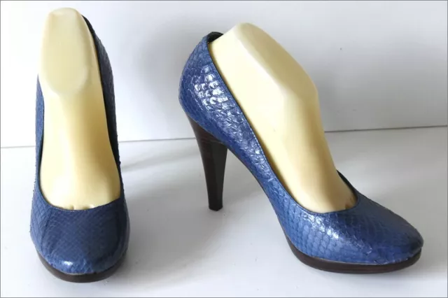 JONAK Escarpins Cuir Bleu Iris Doublés Cuir T 40 TBE 2