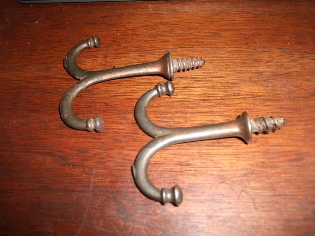 PAIR Vintage Cast Iron Double Acorn Ceiling Hooks -circa 1894-see catalog pix