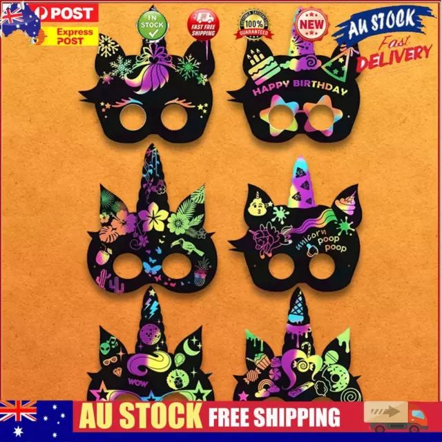24pcs Scratch Animal Masks Cute Halloween DIY Scratch Mask Party Cosplay Mask