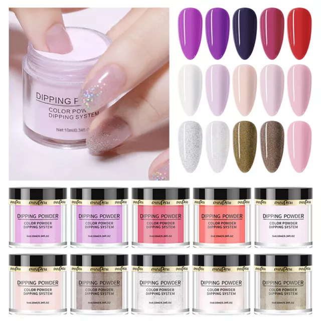 16 COLOURS ACRYLIC NAIL DIPPING POWDER 10 ML POT Clear Pink Dust DIP UK HOT