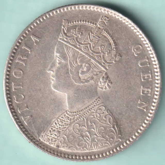 British India 1862 Victoria Queen One Rupee 0/4 Dots Rare Silver Coin