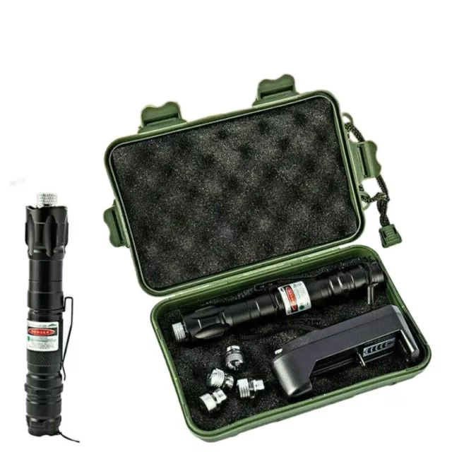 100Miles Laser Pointer Pen 532NM Green Rechargable Visible Beam Torche with Box