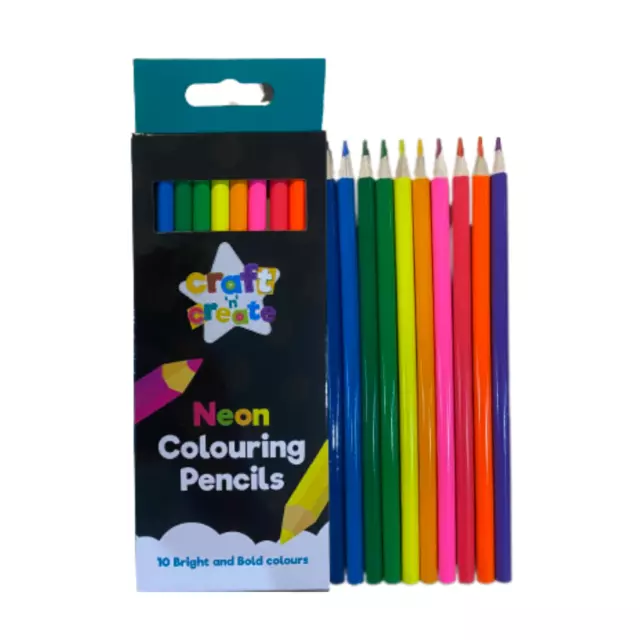 Caja de 10 lápices para colorear neón para niños escuela de artes y oficios dibujo estacionario