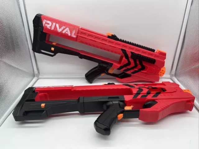 NERF Gun Lot - 2 RIVAL ZEUS MXV-1200 Blasters Red TESTED Working Nerf Ball Blast