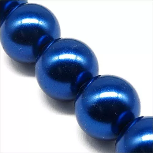 Lot de 10 Perles Nacrées en Verre 14mm Bleu