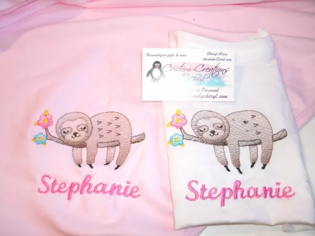 Sloth girl in tree Personalized Baby Infant Blanket & Bib Set