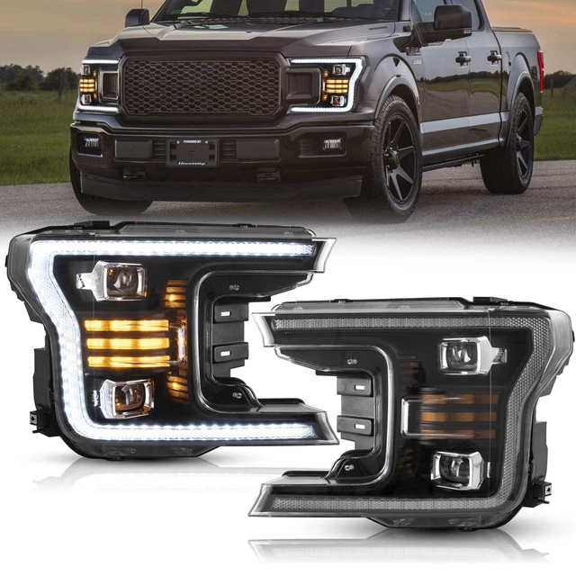 VLAND BLACK FULL LED Headlights For 20182020 Ford F150 Front Lamps F