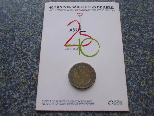 Portugal 2 Euro Gedenkmünze Coincard 2014 Nelkenrevolution coin card ST BU