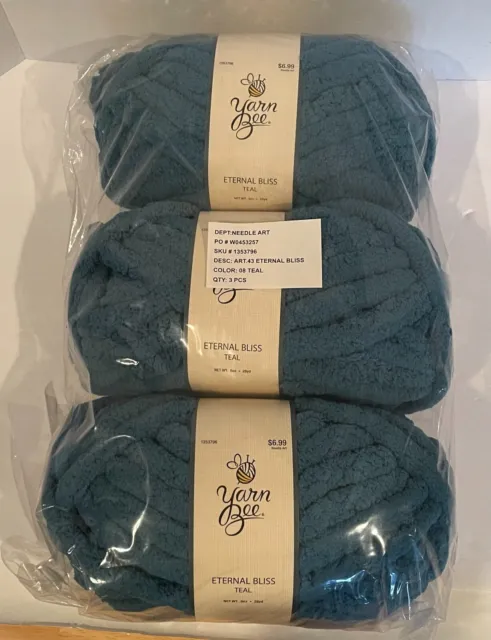  Eternal Bliss Yarn from Yarn Bee, Jumbo Chunky Chenille Yarn  for Knitting, Crocheting, and Crafts, 2 Pack Bundle with Craft Notebook  from Pro31 Press (Country Blue)
