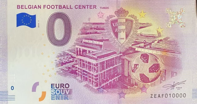 Billet 0  Euro Belgian Football Center Tubize 2018  Numero 10000 Dernier