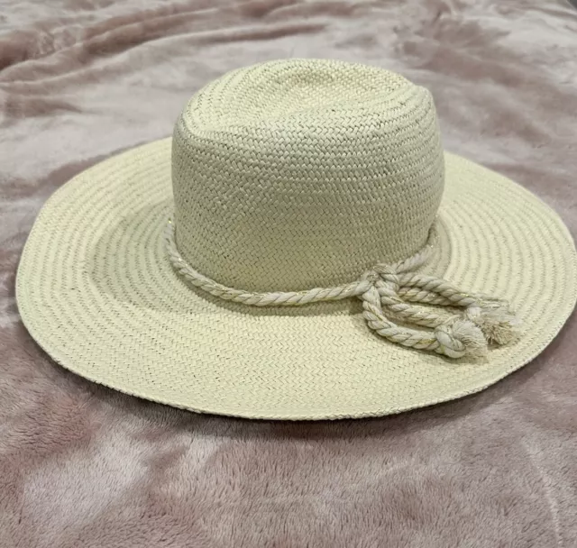 NWT Hat Attack Anthropologie Sun Straw Beach Hat Bow One Size New NWT $115