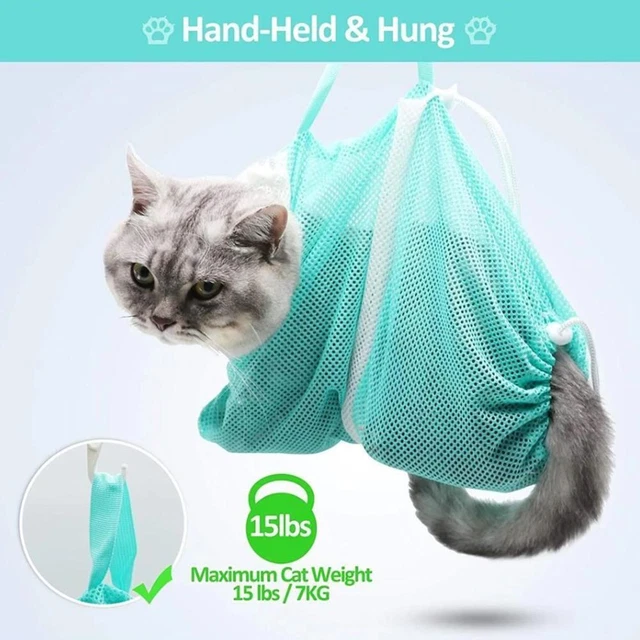 Bolsas de baño de malla para gatos bolsas de lavado para mascotas baño uñas D0P2