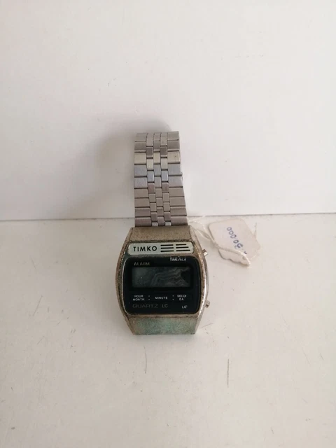 Raro Orologio Acciaio Lcd Alarm Timko Anni '80