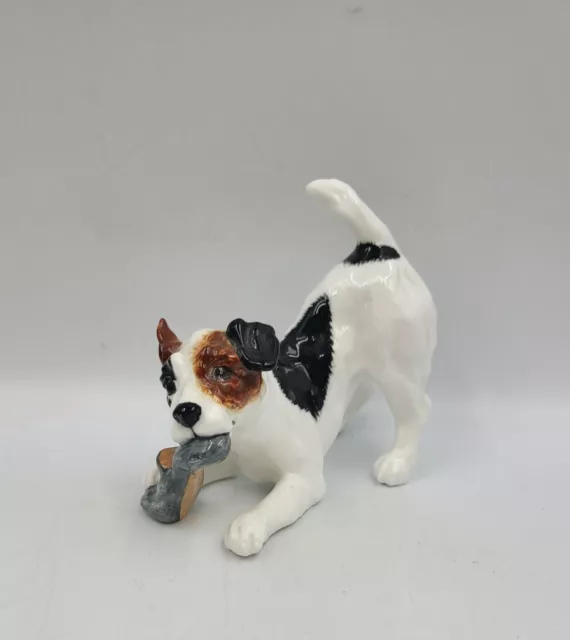 Vintage Royal Doulton Jack Russell Terrier Porcelain Dog Figurine w/Shoe HN2654