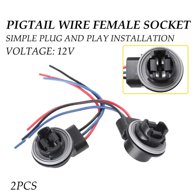 2PC 3157 4157 Bulb Socket Pig Harness Tail Wire Plug for Turn Signal