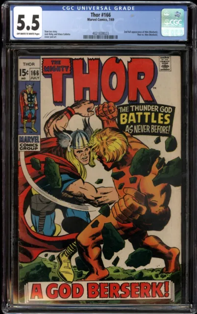 Thor #166 CGC 5.5 2nd Appearance HIM Adam Warlock MCU GOTG Key Marvel 1969