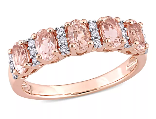 1.00 Carat (ctw) Morganite Band Ring 14K Pink Gold