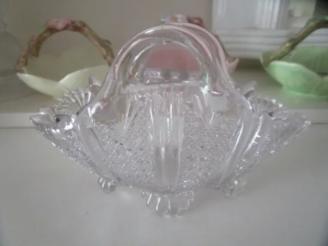 Antique C1888 Davidson Richelieu Pressed Glass Footed Basket Vase