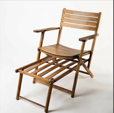 Vintage Wood Folding Chair Leg Rest Rare 10