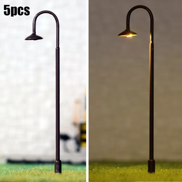 5 x HO/OO Maßstab LED Straßenbeleuchtung Modellzug Gleis Lampe Pfosten Set mit Widerstand