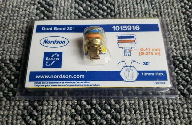 1015916 Nordson Saturn Dual Bead 30⁰ Blue/Orange Right Angle Nozzle: 10 Ava NIP!