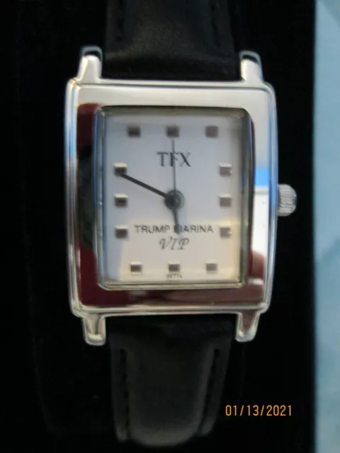 Trump Marina V.I.P. Wrist Watch NIB by TFX/Bulova  Genuine Black Leather Band