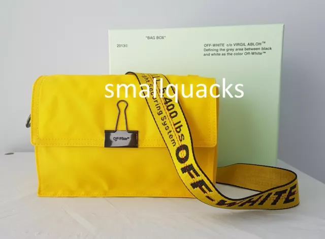 NWT Off-White c/o Virgil Abloh Leather Binder Clip Flap Bag~Yellow~