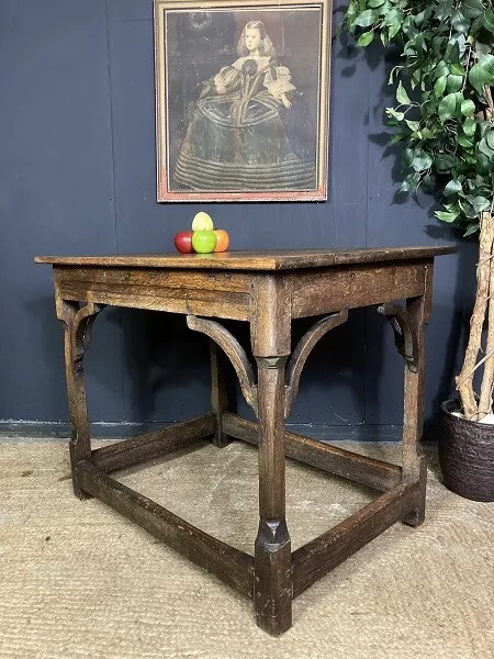 A Fine Early Antique Oak Gothic Styled Side Or Centre Table