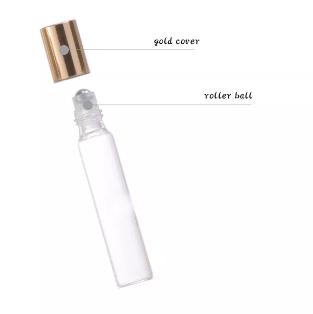 Rose Gold Roller Bottles Amber Clear Glass Steel Roll on Ball for Essential Oils 3