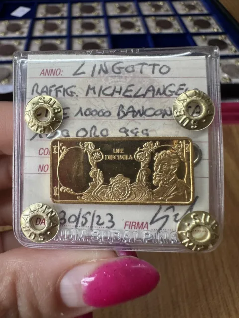 Ingot Gorgeous Banknotes 10000 Livres Michelangelo 10 Gr Gold 999 FDC