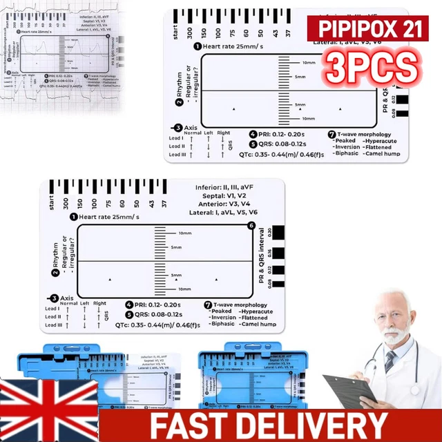 ECG/EKG 7 STEP Ruler Card For ECG/EKG Interpretation,Portable ECG EKG ...