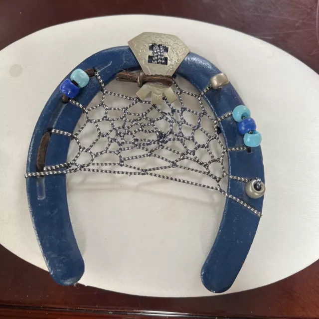 Vintage Blue Forge Horse Shoe Barn Farm Decor Good Luck