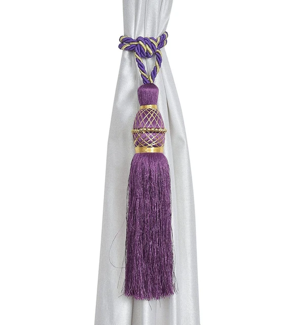 Beautiful Polyester Tassel Rope Curtain Tieback Purple Motijal set of 2 Pcs