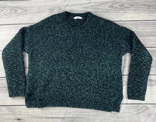 Vince. Crewneck Pullover Sweater Black/Blue/Green Speckled Boucle Size XL Boxy